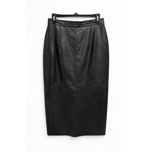 Vintage Black Leather Midi Skirt – Made in USA – S. & U. Fashions New York